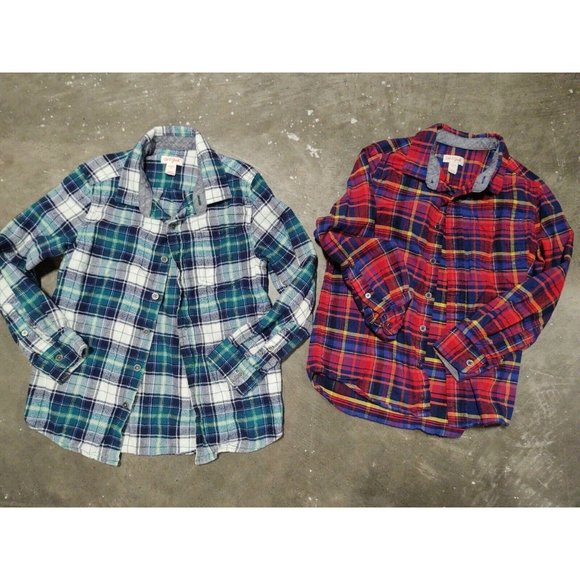 Cat & Jack Button Up Boys Youth 6/7 Plaid - Picture 1 of 5
